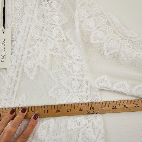 Rachel Zoe Lace Duster White Kimono Cover Up Embroidered Open Front OS Boho - Picture 10 of 15